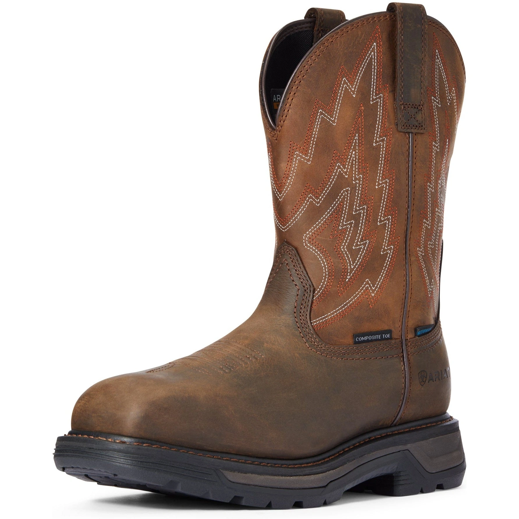 Ariat Big Rig: Bota de trabajo western impermeable con puntera compuesta para hombres - Marrón. ¡Listo para la aventura!